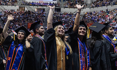 CALS undergraduate and masters students at commencement. Photo taken 05-04-19., UF/IFAS Photo by Cristina Carrizosa