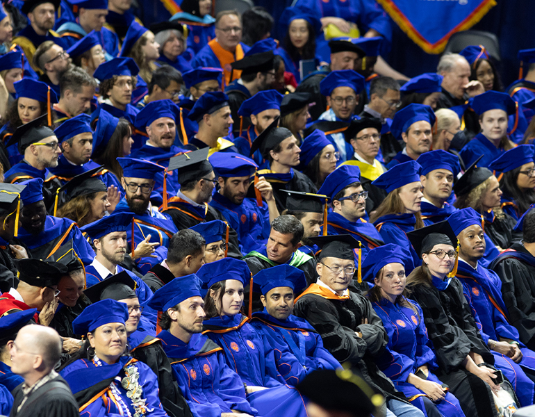 Students at PhD commencement. UF/IFAS Photo by Tyler Jones